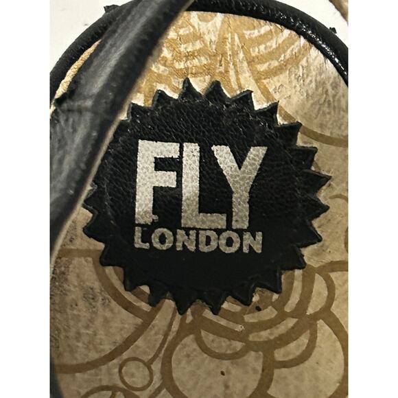 FLY London Black Leather Lace Up Wedge Sandals-YLVA Very Retro-Size 37 US 6.5/7 - Picture 4 of 6